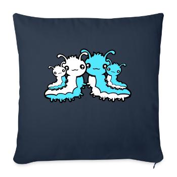 Chenille Famille Parents Maman Papa Enfants Frères et sœurs - Housse de coussin décorative 45 x 45 cm - bleu marine - Devant