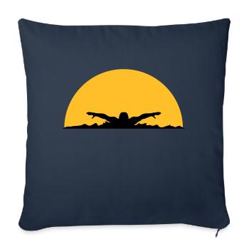waves evening sun night palm trees beach island sea - Sofa pillowcase 17,3'' x 17,3'' (45 x 45 cm) - navy - Front