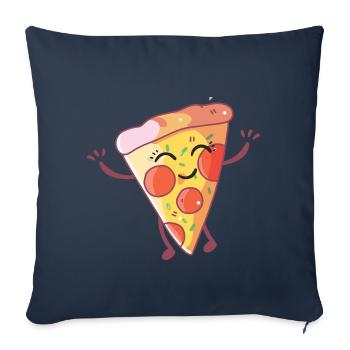 Happy Pizza | Geschenkidee - Sofakissenbezug 45 x 45 cm - Navy - Vorne