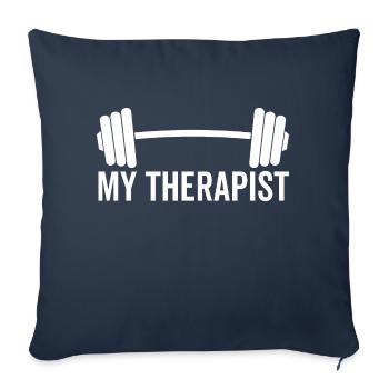 Barbell Mon thérapeute - Housse de coussin décorative 45 x 45 cm - bleu marine - Devant