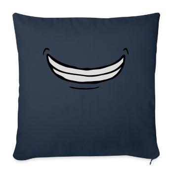Large sourire comique exubérant - Housse de coussin décorative 45 x 45 cm - bleu marine - Devant