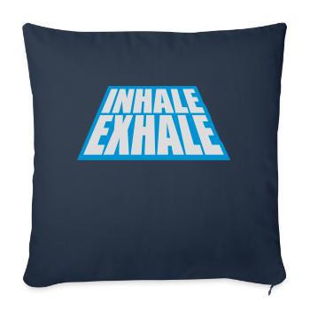 Inspirez expirez Yoga citation - Housse de coussin décorative 45 x 45 cm - bleu marine - Devant
