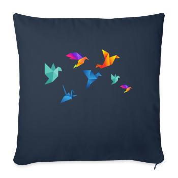 Oiseaux en papier multicolore - Housse de coussin décorative 45 x 45 cm - bleu marine - Devant