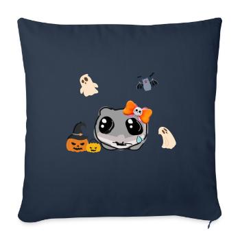 Halloween, hamster, citrouille, illustration - Housse de coussin décorative 45 x 45 cm - bleu marine - Devant