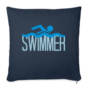 swimmer logo design swimming pictogram bathing - Sofa pillowcase 17,3'' x 17,3'' (45 x 45 cm) - navy - Front