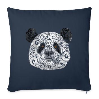 Swirly Panda - Housse de coussin décorative 45 x 45 cm - bleu marine - Devant