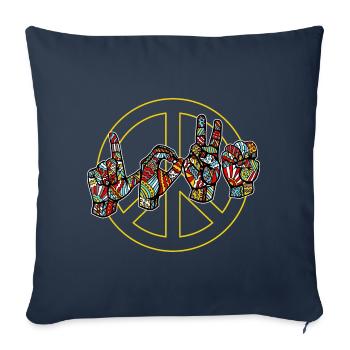 Love Peace - avec langue des signes BACKPRINT - Housse de coussin décorative 45 x 45 cm - bleu marine - Devant