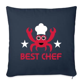 Meilleur chef (crabe, chapeau de chef, étoiles) - Housse de coussin décorative 45 x 45 cm - bleu marine - Devant