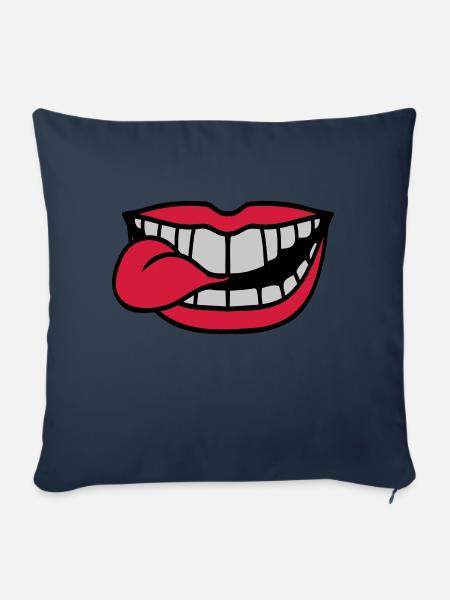 Mund Zunge rausstrecken - Sofakissenbezug 45 x 45 cm - Navy