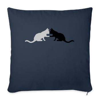 2 cute cats silhouette - Sofa pillowcase 17,3'' x 17,3'' (45 x 45 cm) - navy - Front