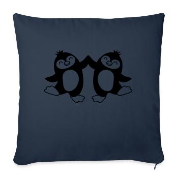 Bienvenue Penguins High Five - Housse de coussin décorative 45 x 45 cm - bleu marine - Devant