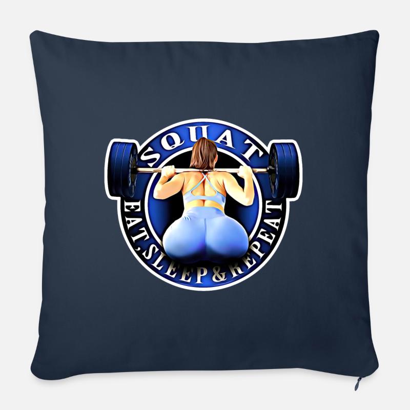 Squat, Eat, Sleep & Repeat. - Housse de coussin décorative 45 x 45 cm - bleu marine