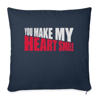 Faire sourire mon cœur - Housse de coussin décorative 45 x 45 cm - bleu marine - Devant