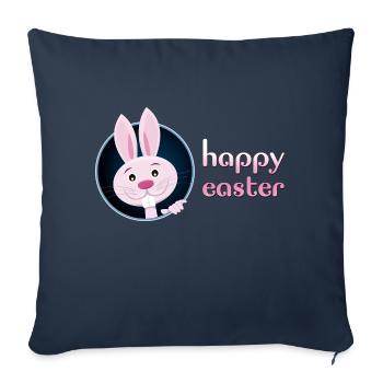 Cute Bunnies w/ Happy Easter for Teacher - Sofa pillowcase 17,3'' x 17,3'' (45 x 45 cm) - navy - Front