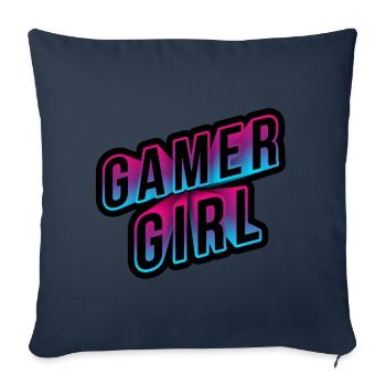 gamer girl neon 3d schriftzug - Sofakissenbezug 45 x 45 cm - Navy - Vorne