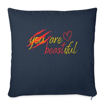 Bête ou beauté? - Housse de coussin décorative 45 x 45 cm - bleu marine - Devant