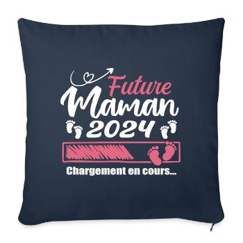 Future Maman 2024 Chargement En Cours - Cadeau - Housse de coussin décorative 45 x 45 cm - bleu marine - Devant