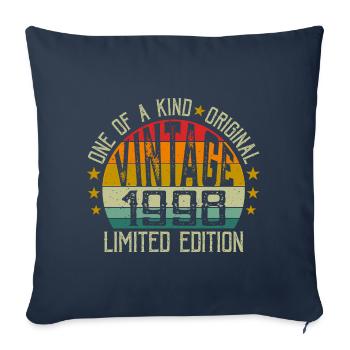 Vintage Né en 1998 Rétro Cadeau Anniversaire 1998 - Housse de coussin décorative 45 x 45 cm - bleu marine - Devant