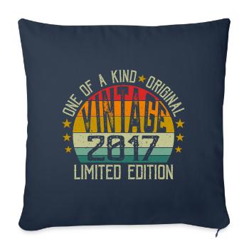 Vintage Born in 2017 Retro Anniversary Gift 2017 - Sofa pillowcase 17,3'' x 17,3'' (45 x 45 cm) - navy - Front