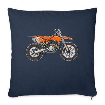 Moto Motocross Orange - Housse de coussin décorative 45 x 45 cm - bleu marine - Devant