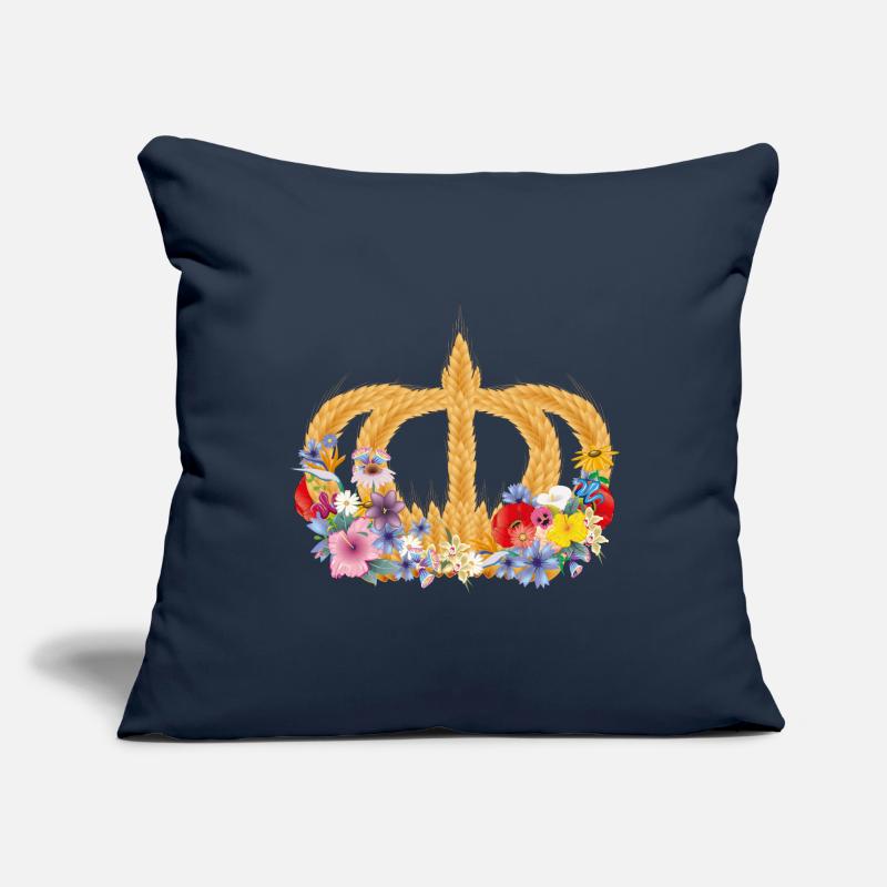 Couronne de blé avec des fleurs – symbole de la nature et de la récolte Housse de coussin décorative 45 x 45 cm