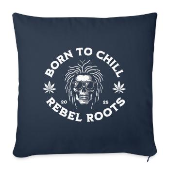 T-shirt dreadlocks tête de mort unisexe - Housse de coussin décorative 45 x 45 cm - bleu marine - Devant