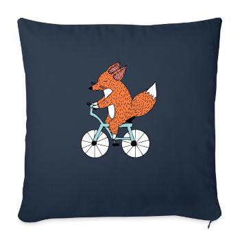 Funny bike Fox, cadeau de vélo de route E roue - Housse de coussin décorative 45 x 45 cm - bleu marine - Devant