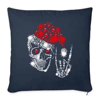Weihnachts-Totenkopf-Shirt - Sofakissenbezug 45 x 45 cm - Navy - Vorne