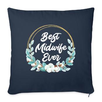 Meilleure sage-femme au monde Naissance d’obstétricien - Housse de coussin décorative 45 x 45 cm - bleu marine - Devant