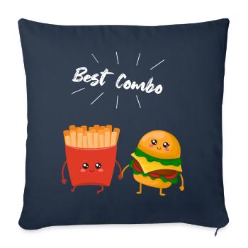 Burger & Fries Couple Gift for Fries Lovers - Sofa pillowcase 17,3'' x 17,3'' (45 x 45 cm) - navy - Front