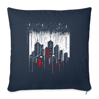 Gratte-ciel de métropole minimaliste sous la pluie - Housse de coussin décorative 45 x 45 cm - bleu marine - Devant