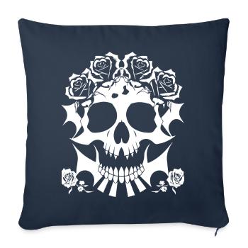 Horreur Crâne Crâne Art Crâne Gothique Heavy Metal - Housse de coussin décorative 45 x 45 cm - bleu marine - Devant