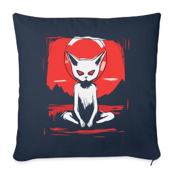 Japan, Red Sun, Yoga, Cat - Sofa pillowcase 17,3'' x 17,3'' (45 x 45 cm) - navy - Front