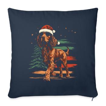Irish Setter with Santa Hat and Sunglasses - Sofa pillowcase 17,3'' x 17,3'' (45 x 45 cm) - navy - Front