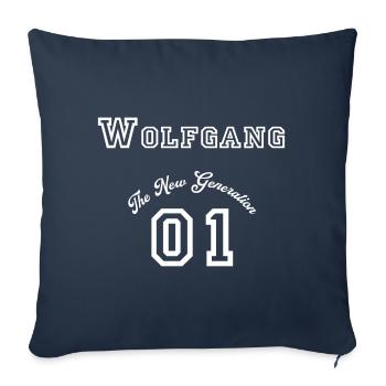 Prénom: Wolfgang - « The New Generation », blanc - Housse de coussin décorative 45 x 45 cm - bleu marine - Devant