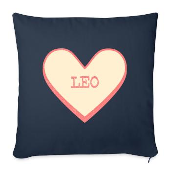 Leo Nom Prénom Pink Sugar Heart - Housse de coussin décorative 45 x 45 cm - bleu marine - Devant