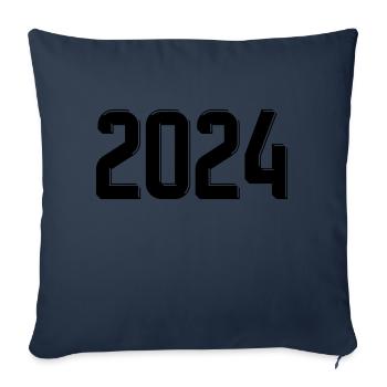 2024 Jahreszahl Datum Zahl Anno Kalenderjahr retro - Sofakissenbezug 45 x 45 cm - Navy - Vorne