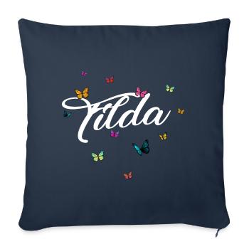 TILDA - Girl Name with Colorful Butterflies - Sofa pillowcase 17,3'' x 17,3'' (45 x 45 cm) - navy - Front
