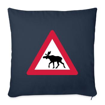 Warning Moose Sign - Sofa pillowcase 17,3'' x 17,3'' (45 x 45 cm) - navy - Front