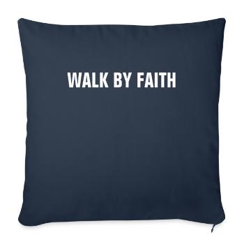Marcher par la foi et non par la vue - Christian - Housse de coussin décorative 45 x 45 cm - bleu marine - Devant