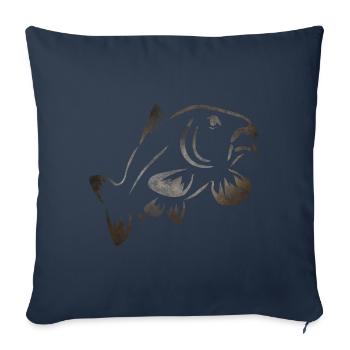 Carp drawing - Sofa pillowcase 17,3'' x 17,3'' (45 x 45 cm) - navy - Front