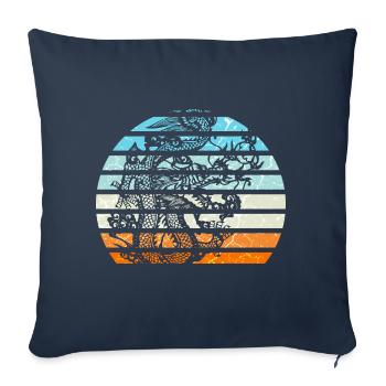 Dragon chinois - Housse de coussin décorative 45 x 45 cm - bleu marine - Devant