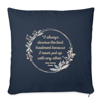 Emma Par Jane Austen Citation II - Style mignon - Housse de coussin décorative 45 x 45 cm - bleu marine - Devant
