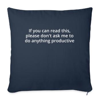 Productive, white text - Sofa pillowcase 17,3'' x 17,3'' (45 x 45 cm) - navy - Front