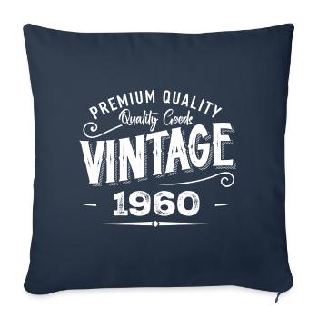 Vintage 1960 Original Rétro Millésime Anniversaire - Housse de coussin décorative 45 x 45 cm - bleu marine - Devant