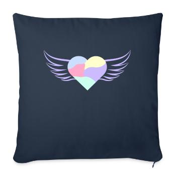 Pastellfarbenes Herz mit Flügeln - ApriNoeScor - Sofakissenbezug 45 x 45 cm - Navy - Vorne