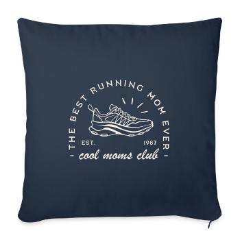 Maman run club coureuse running marathonienne - Housse de coussin décorative 45 x 45 cm - bleu marine - Devant