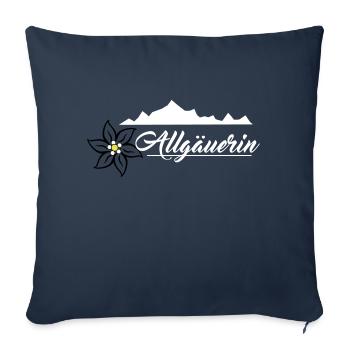 Allgäuerin - Bergkette & Edelweiss Design Weiß - Sofakissenbezug 45 x 45 cm - Navy - Vorne