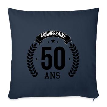 50 ans anniversaire - Housse de coussin décorative 45 x 45 cm - bleu marine - Devant