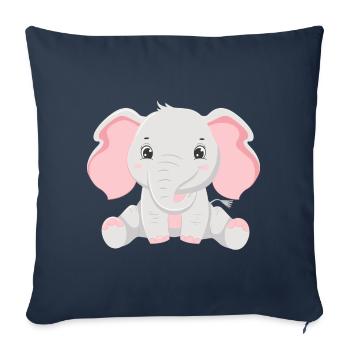 Elephant Family Mother Baby T-Shirt - Sofa pillowcase 17,3'' x 17,3'' (45 x 45 cm) - navy - Front